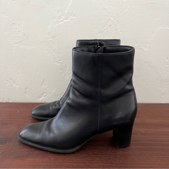 Naturalizer black leather block heel bootie boots side zip comfort shoe 9M - Picture 12 of 15